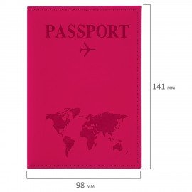 Обложка для паспорта НАБОР 2 штуки, экокожа soft touch, черная/малиновая, STAFF, 238767