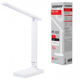 Настольная лампа светильник беспроводная SONNEN PT-101, USB, LED, 2 Вт, 3 режима, белый, 238776
