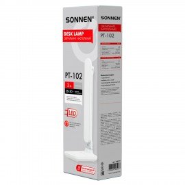 Настольная лампа светильник беспроводная SONNEN PT-102, USB, LED, 3 Вт, 3 режима, белый, 238777