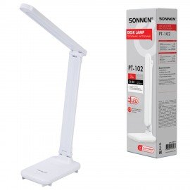 Настольная лампа светильник беспроводная SONNEN PT-102, USB, LED, 3 Вт, 3 режима, белый, 238777