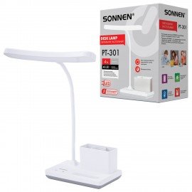 Настольная лампа светильник беспроводная SONNEN PT-301, органайзер, USB, LED, 4 Вт, 3 режима, 238778