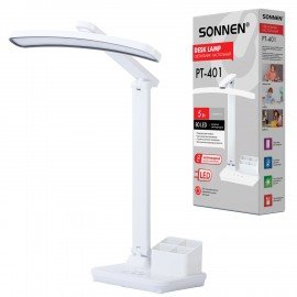 Настольная лампа светильник беспроводная SONNEN PT-401, органайзер, USB, LED, 5 Вт, 3 режима, 238779