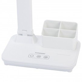 Настольная лампа светильник беспроводная SONNEN PT-401, органайзер, USB, LED, 5 Вт, 3 режима, 238779