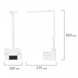Настольная лампа светильник беспроводная SONNEN PT-201, органайзер, USB, LED, 5 Вт, 3 режима, белый, 238781