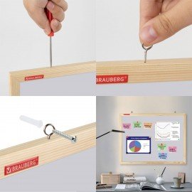 Доска магнитно-маркерная 50х70 см, деревянная рамка, BRAUBERG Standard, 238795