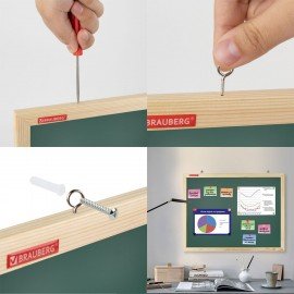 Доска для мела магнитная 45х60 см, зеленая, деревянная рамка, BRAUBERG Standard, 238798