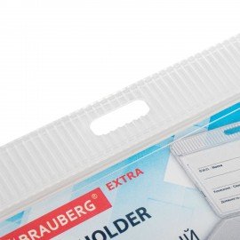 Бейдж горизонтальный (54х85 мм), прозрачный, ЗАЩИТА ОТ ВЛАГИ И ПЫЛИ, BRAUBERG EXTRA, 238805