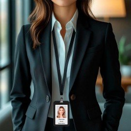 Бейдж вертикальный (85х54 мм), черный, МАТОВАЯ ПОВЕРХНОСТЬ, BRAUBERG EXTRA, 238815