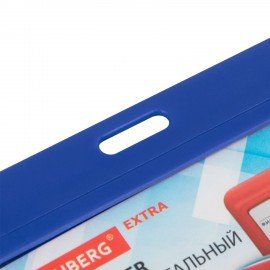 Бейдж горизонтальный (54х85 мм), синий, МАТОВАЯ ПОВЕРХНОСТЬ, BRAUBERG EXTRA, 238818