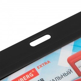 Бейдж горизонтальный (54х85 мм), черный, МАТОВАЯ ПОВЕРХНОСТЬ, BRAUBERG EXTRA, 238819