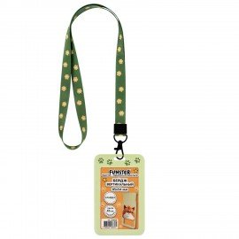 Бейдж вертикальный с 3D печатью "Котик" (85х54 мм), лента 45 см, СЛАЙДЕР, FUNSTER, 238828