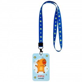 Бейдж вертикальный с 3D печатью "Капибара" (85х54 мм), лента 45 см, СЛАЙДЕР, FUNSTER, 238829