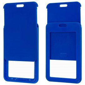 Бейдж вертикальный (85х54 мм), лента 45 см с карабином, СЛАЙДЕР, синий, BRAUBERG EXTRA, 238830