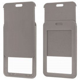 Бейдж вертикальный (85х54 мм), лента 45 см с карабином, СЛАЙДЕР, серый, BRAUBERG EXTRA, 238832