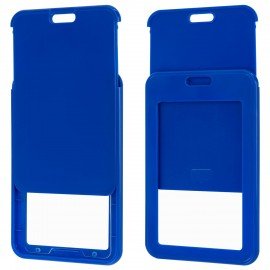 Бейдж вертикальный (85х54 мм), петля с карабином, СЛАЙДЕР, синий, BRAUBERG EXTRA, 238836