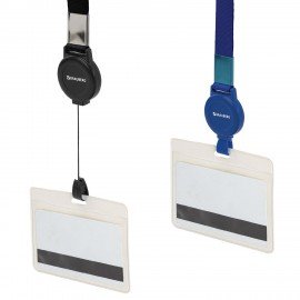 Держатель-рулетка для бейджей 70 см, с лентой 45 см, черный, BRAUBERG EXTRA, 238838