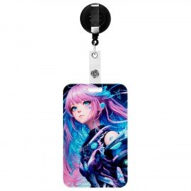 Бейдж вертикальный с 3D печатью "Аниме" (85х54 мм), с рулеткой, СЛАЙДЕР, FUNSTER, 238840