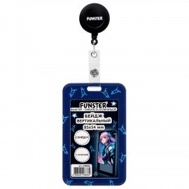 Бейдж вертикальный с 3D печатью "Аниме" (85х54 мм), с рулеткой, СЛАЙДЕР, FUNSTER, 238840
