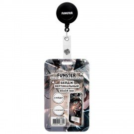 Бейдж вертикальный с 3D печатью "Отражение" (85х54 мм), с рулеткой, СЛАЙДЕР, FUNSTER, 238841