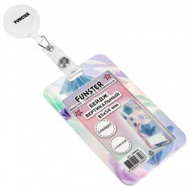 Бейдж вертикальный с 3D печатью "Pastel grade"(85х54 мм), с рулеткой, СЛАЙДЕР, FUNSTER, 238842