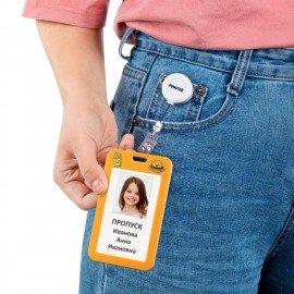 Бейдж вертикальный с 3D печатью "Street food" (85х54 мм), с рулеткой, СЛАЙДЕР, FUNSTER, 238843