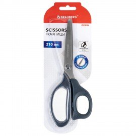 Ножницы BRAUBERG "BOMB", 210 мм, графитовый цвет, 2-х сторонняя заточка, эргономичные, 238856
