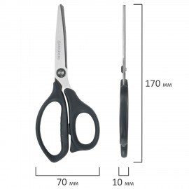 Ножницы BRAUBERG "BOMB", 170 мм, графитовый цвет, 2-х сторонняя заточка, эргономичные, 238857