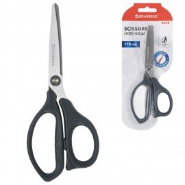 Ножницы BRAUBERG "BOMB", 170 мм, графитовый цвет, 2-х сторонняя заточка, эргономичные, 238857