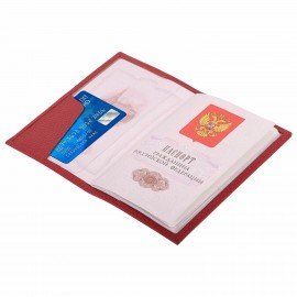 Обложка для паспорта натуральная кожа флоттер, кожаный уголок, красная, BRAUBERG, 238865