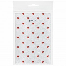 Обложка для паспорта натуральная кожа флоттер, принт "Сердечки", цвет белый, BRAUBERG, 238866