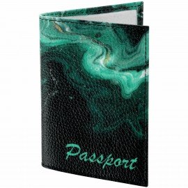 Обложка для паспорта натуральная кожа флоттер, принт "Дым", цвет черный, BRAUBERG, 238869