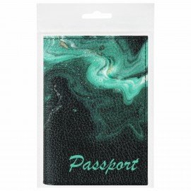 Обложка для паспорта натуральная кожа флоттер, принт "Дым", цвет черный, BRAUBERG, 238869