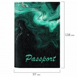 Обложка для паспорта натуральная кожа флоттер, принт "Дым", цвет черный, BRAUBERG, 238869