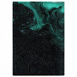 Обложка для паспорта натуральная кожа флоттер, принт "Дым", цвет черный, BRAUBERG, 238869