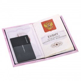 Обложка для паспорта искусственная кожа, принт "Soft Marble", пудрово-розовый, STAFF, 238870