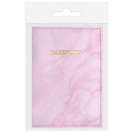 Обложка для паспорта искусственная кожа, принт "Soft Marble", пудрово-розовый, STAFF, 238870