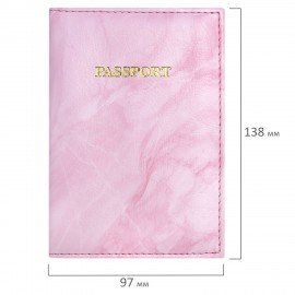 Обложка для паспорта искусственная кожа, принт "Soft Marble", пудрово-розовый, STAFF, 238870