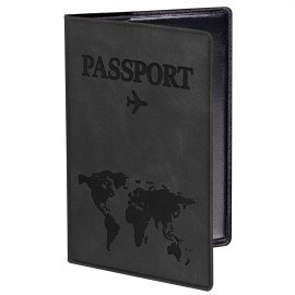 Обложка для паспорта "Passport Map", мягкая экокожа, графитовая, STAFF, 238875
