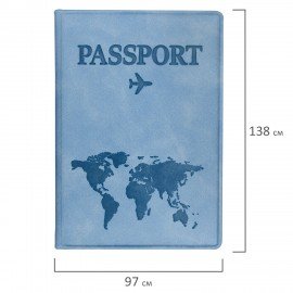 Обложка для паспорта "Passport Map", мягкая экокожа, голубая, STAFF, 238877