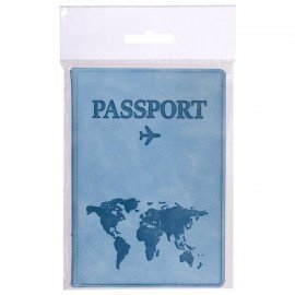 Обложка для паспорта "Passport Map", мягкая экокожа, голубая, STAFF, 238877