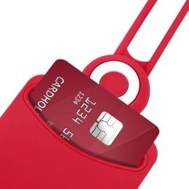 Бейдж вертикальный для пропуска и ID-карт СИЛИКОНОВЫЙ 85х54 мм шнурок 42см, красный BRAUBERG, 238903