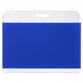 Бейдж горизонтальный для пропуска и ID-карт 54х85 мм синий, BRAUBERG ULTRA, 238914