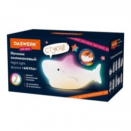 Ночник силиконовый LED "Акула" 109x60x58 мм, белый свет/RGB, на батарейках (в комплекте), DASWERK, 238932