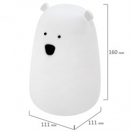 Ночник силиконовый LED "Медведь" 111x111x160 мм, белый свет/RGB, таймер, USB,аккумулятор 1200 мАч, DASWERK, 238938