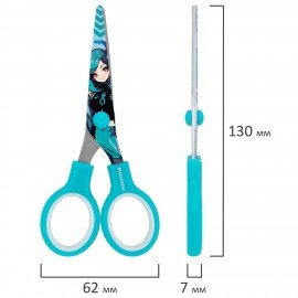 Ножницы 130 мм мятные, с цветной печатью "Аниме", BRAUBERG ANIME, 238956