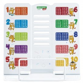 Подставка для книг и учебников большая BRAUBERG KIDS "Кот-Энтузиаст" с таблицей умножения, регулируемый угол наклона, металлическая, 238959