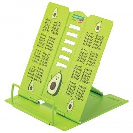 Подставка для книг и учебников BRAUBERG KIDS mini "Авокадо" с таблицей умножения, регулируемый угол наклона, металлическая, 238969