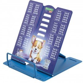 Подставка для книг и учебников BRAUBERG KIDS mini "Корги" с таблицей умножения, регулируемый угол наклона, металлическая, 238971