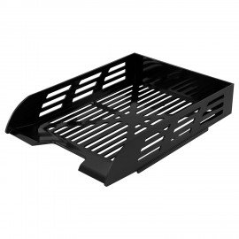 Лоток горизонтальный для бумаг BRAUBERG ECO, 330х245х65 мм, сетчатый, черный, 239011