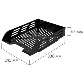 Лоток горизонтальный для бумаг BRAUBERG ECO, 330х245х65 мм, сетчатый, черный, 239011